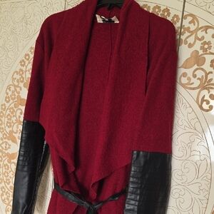 BB Dakota Deep Red and Black Cape Jacket